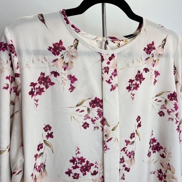 Le Mirage pink black beige floral long sleeve blouse top EU 46 - Picture 5 of 13